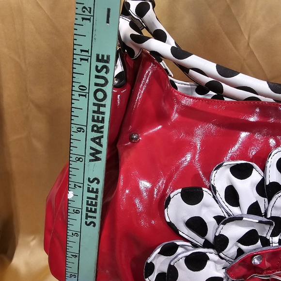 C Nos LG Purse/ Handbag Red with Polka Dots and Rhinestone Bling No tags - Picture 10 of 17